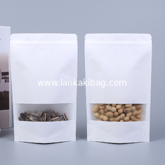 China Snack Biscuit Tea Food waterpoof Packaging White Kraft Zipper Bag Window Stand Up Pouch Frosted Ziplock Bag supplier