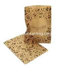 China Paper Ziplock Bag Reseal Food Packaging Bag Reusable Stand Up Kraft Paper Pouch supplier