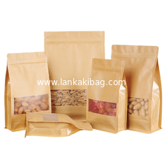 China custom logo clear window pouches ziplock Stand-up bags packaging Brown kraft paper bags supplier
