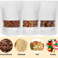 China Custom Resealable ziplock white stand up pouch kraft paper packaging bag for food with window supplier