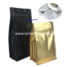 China customized box bottom pouch 12 ounce plastic coffee bags with air valve and ziplock supplier