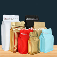 China customized box bottom pouch 12 ounce plastic coffee bags with air valve and ziplock supplier
