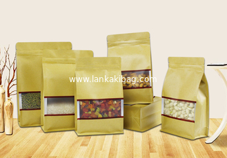 China stand up zip pouch brown Kraft paper bags dried food packaging bags with window supplier