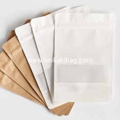China Kraft Paper Sachet Stand Up Pouch Kraft Paper Bag With Window, Sachet Kraft Stand Up Paper Pouch supplier