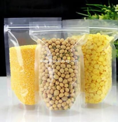 Custom flat bottom OPP clear plastic stand up pouch with zipper vacuum transparent zip lock bag supplier