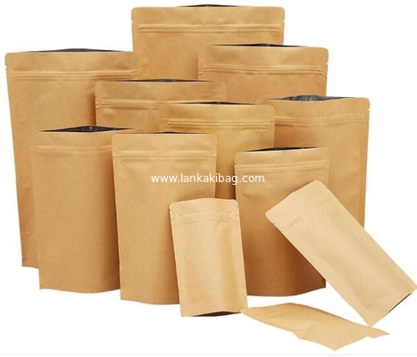 Compostable Recyclable Zipper Lock Kraft Paper Aluminum Flat Bottom Coffee Tea Food Bag supplier