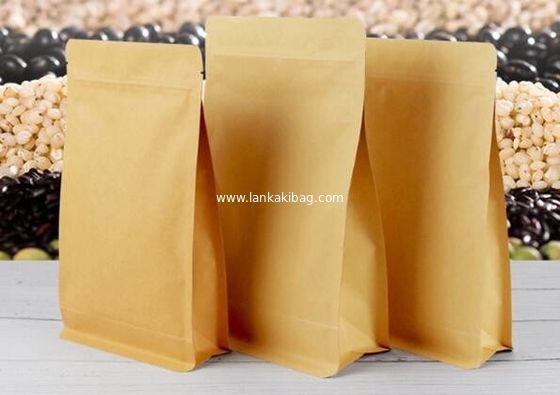 Compostable Recyclable Zipper Lock Kraft Paper Aluminum Flat Bottom Coffee Tea Food Bag supplier