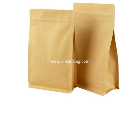 Compostable Recyclable Zipper Lock Kraft Paper Aluminum Flat Bottom Coffee Tea Food Bag supplier