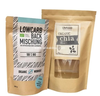 Biodegradable Compostable Ziplock Stand up pritned eco friendly kraft paper Packaging Bags supplier