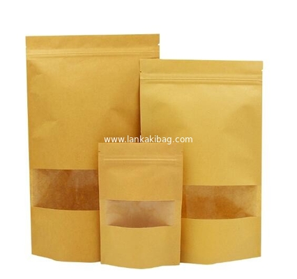 Custom Printed Ziplock Paper Kraft Bag sacks supplier with clear window supplier