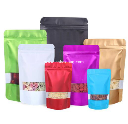 Stand up printed ziplock aluminum foil bag with clear window supplier