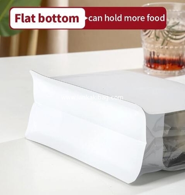 Flat Bottom silver foil food packaging ziplock Bags with Window for Snack packing supplier