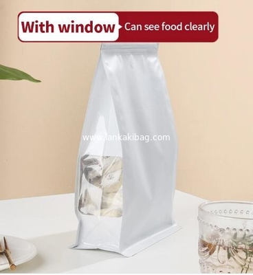 Flat Bottom silver foil food packaging ziplock Bags with Window for Snack packing supplier