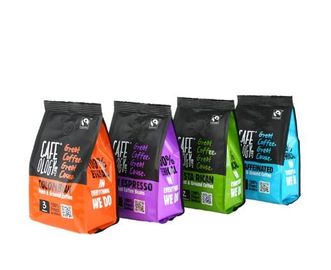Customized Tin Tie Coffee Bean Bag / Aluminum Foil Side Gusset Quad Seal Packaging Coffee Bag with Valve supplier