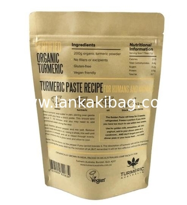 resealable zipper printed  kraft paper stand up pouch powder packaging bags supplier