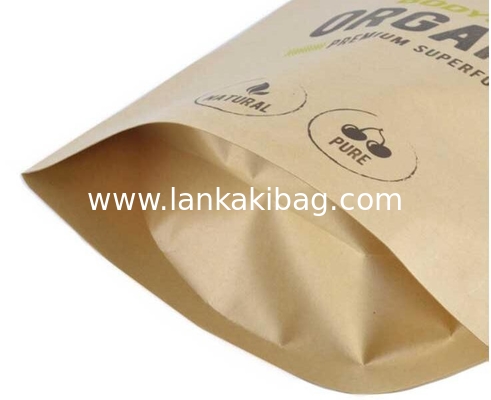 resealable zipper printed  kraft paper stand up pouch powder packaging bags supplier