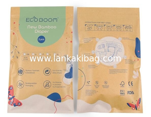 Stand up Ziplock Biodegradable printed kraft paper bags for underwear packing supplier