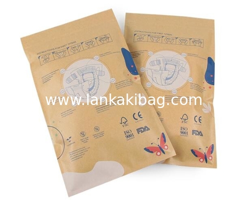 Stand up Ziplock Biodegradable printed kraft paper bags for underwear packing supplier