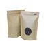 Custom print stand up top zipper sealing brown kraft paper cereals bags with Clear Window supplier