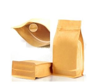 Standing Up Food Grade Custom Biodegradable Kraft  Zipper  Paper Bag For Coffee Packaging supplier