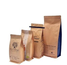 customized printing stand up pouch foil lined natural kraft paper bags 16oz with valve supplier
