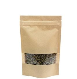 Custom Printing PE coated dried fruit and food packaging kraft paper bag with window and zipper supplier