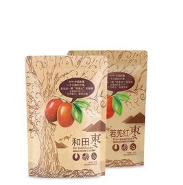 Custom Printing PE coated dried fruit and food packaging kraft paper bag with window and zipper supplier