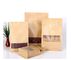Stand Up Transparent Resealable food packaging kraft paper with window and k for Coffee Bean supplier
