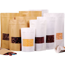 Standing Up Food Grade Brown Kraft Paper Zipper Poly Bags with Clear Window supplier