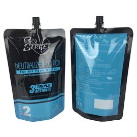 custom printing stand up pouch glossy plastic spout doypack liquid hair lotion packaging bag supplier