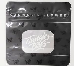 Custom k smell proof bag plastic stand up pouch with aluminum foil clear window tobacco leaf bag supplier