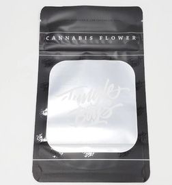 Custom k smell proof bag plastic stand up pouch with aluminum foil clear window tobacco leaf bag supplier