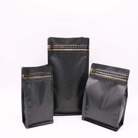500g Black matt flat bottom k coffee Packaging bags with valve for coffee beans supplier