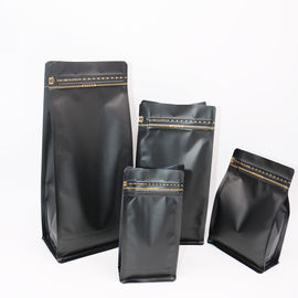 500g Black matt flat bottom k coffee Packaging bags with valve for coffee beans supplier