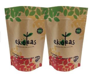 Eco friendly stand up food plastic paper bag pouch custom bag made of kraft paper with window supplier