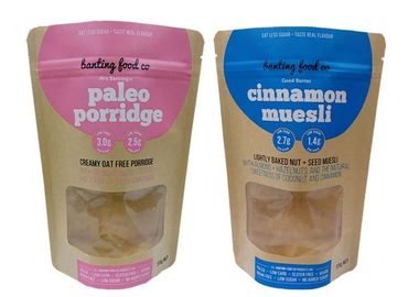 Eco friendly stand up food plastic paper bag pouch custom bag made of kraft paper with window supplier