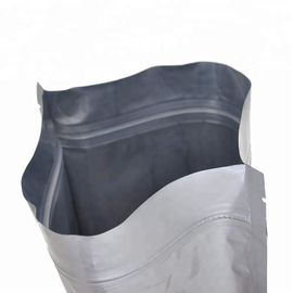 Food grade resealable retail stand up barrier pouch silver poly aluminum foil zipper bag for packaging snack/candy/tea supplier