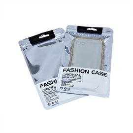 Custom Logo Silver Aluminum foil cable case packaging zipper bags for iPhone case packaging supplier