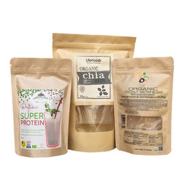 Free samples available biodegradable feature and plastic material kraft paper stand up zipper coffee tea bags supplier