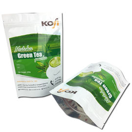 resealable aluminum foil zip lock stand up green coffee tea bag supplier