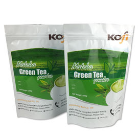 resealable aluminum foil zip lock stand up green coffee tea bag supplier