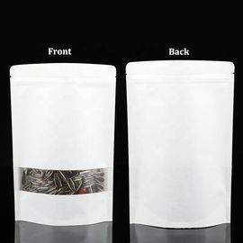 White Doypack Stand Up Pouch k Kraft Paper Bags With Clear Window And Zipper supplier