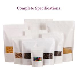 White Doypack Stand Up Pouch k Kraft Paper Bags With Clear Window And Zipper supplier