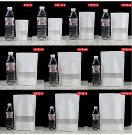 White Doypack Stand Up Pouch k Kraft Paper Bags With Clear Window And Zipper supplier