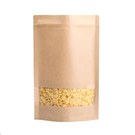 Low Price Stand-Up Kraft Paper Zipper Pouch Bag With Clear Window supplier