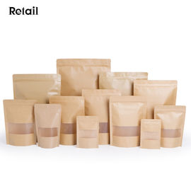 Zip Lock Kraft Stand Up Food Bags with Notch and Matte Window supplier