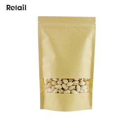 Zip Lock Kraft Stand Up Food Bags with Notch and Matte Window supplier