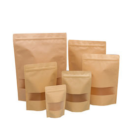Stand Up Pouch Kraft Paper Packaging Bag With Zipper and Window supplier