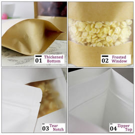 Doypack k Brown White Kraft Craft Paper Standing Up Pouches Food Packaging Zipper Bags With Window supplier