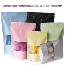 Doypack k Brown White Kraft Craft Paper Standing Up Pouches Food Packaging Zipper Bags With Window supplier